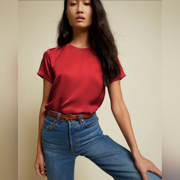 Nation LTD Tops - ❤️ NATION LTD MARIE SATIN-LIKE T-SHIRT / "SLIGHTLY CROPPED" TOP, XS